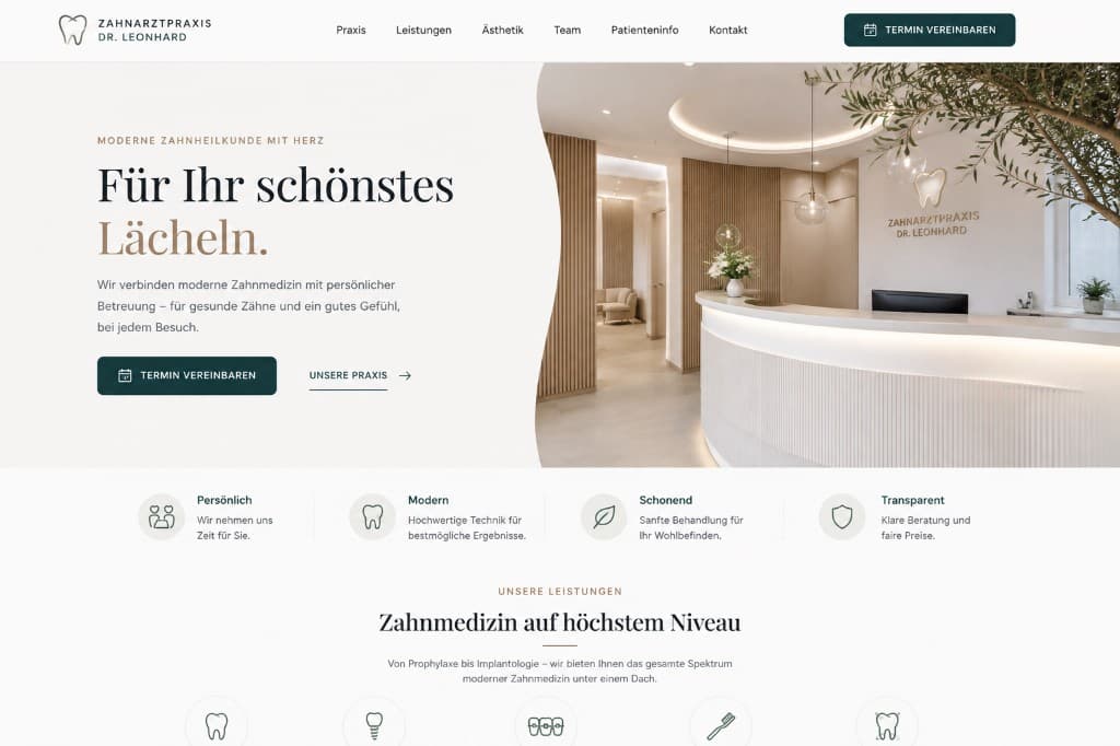 Design-Beispiel Zahnarztpraxis Dr. Leonhard